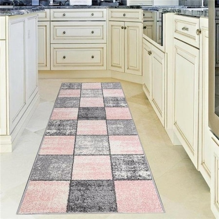 Lbaiet CH520P57 Pink Lyanna 5 X 7 Ft. Rectangle Area Rug; Pink; White & Gray